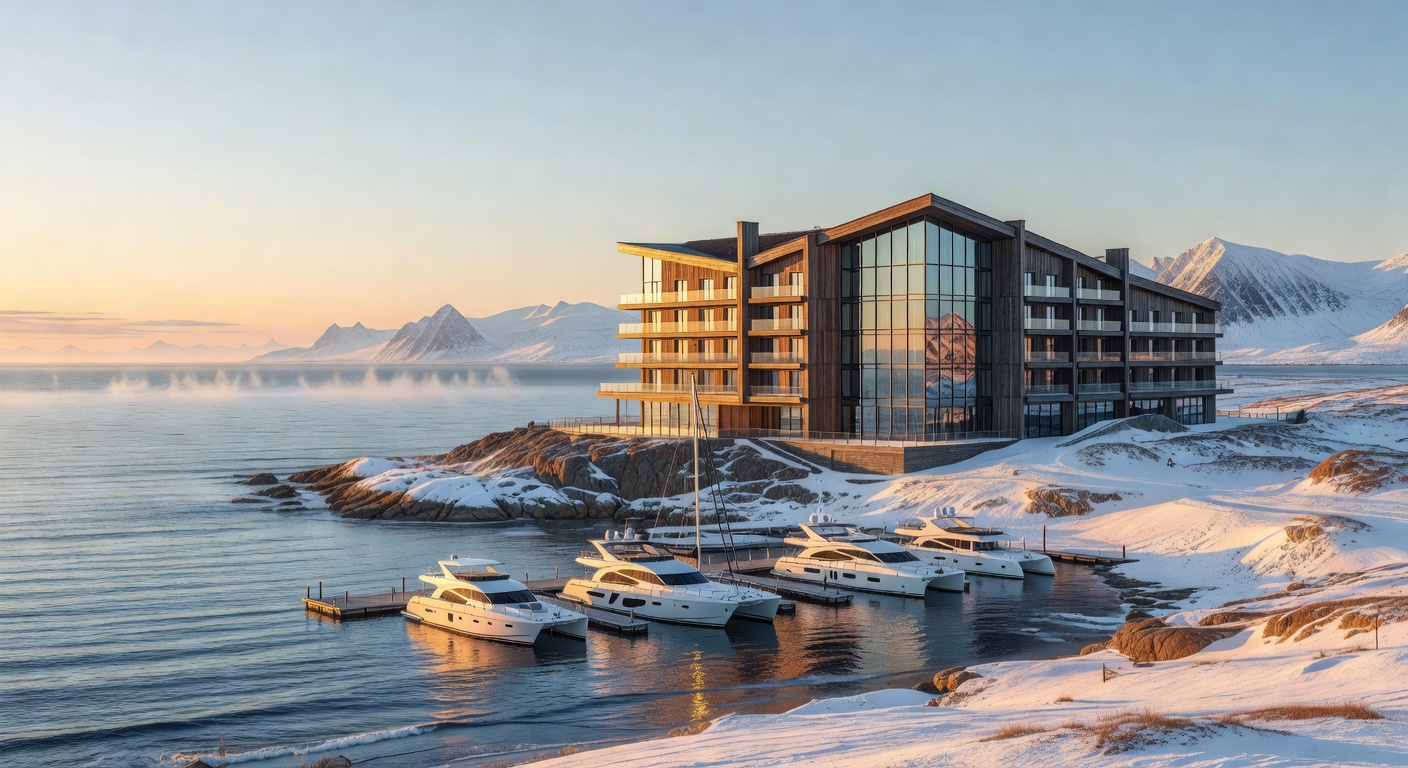 Arctic Marina Hotel oceanfront luxury at golden hour