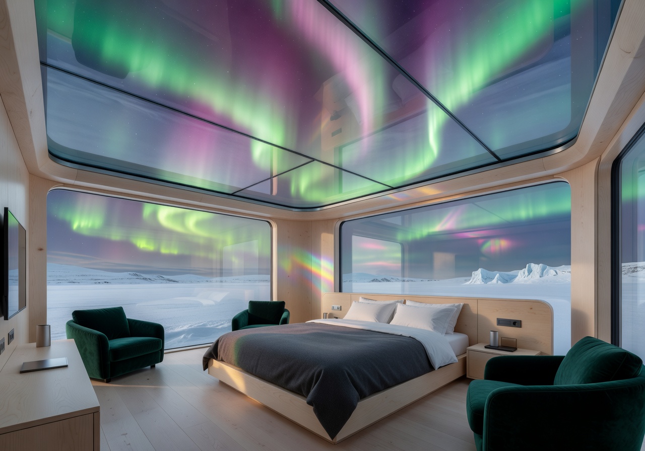 Arctic suite with glass ceiling Northern Lights view