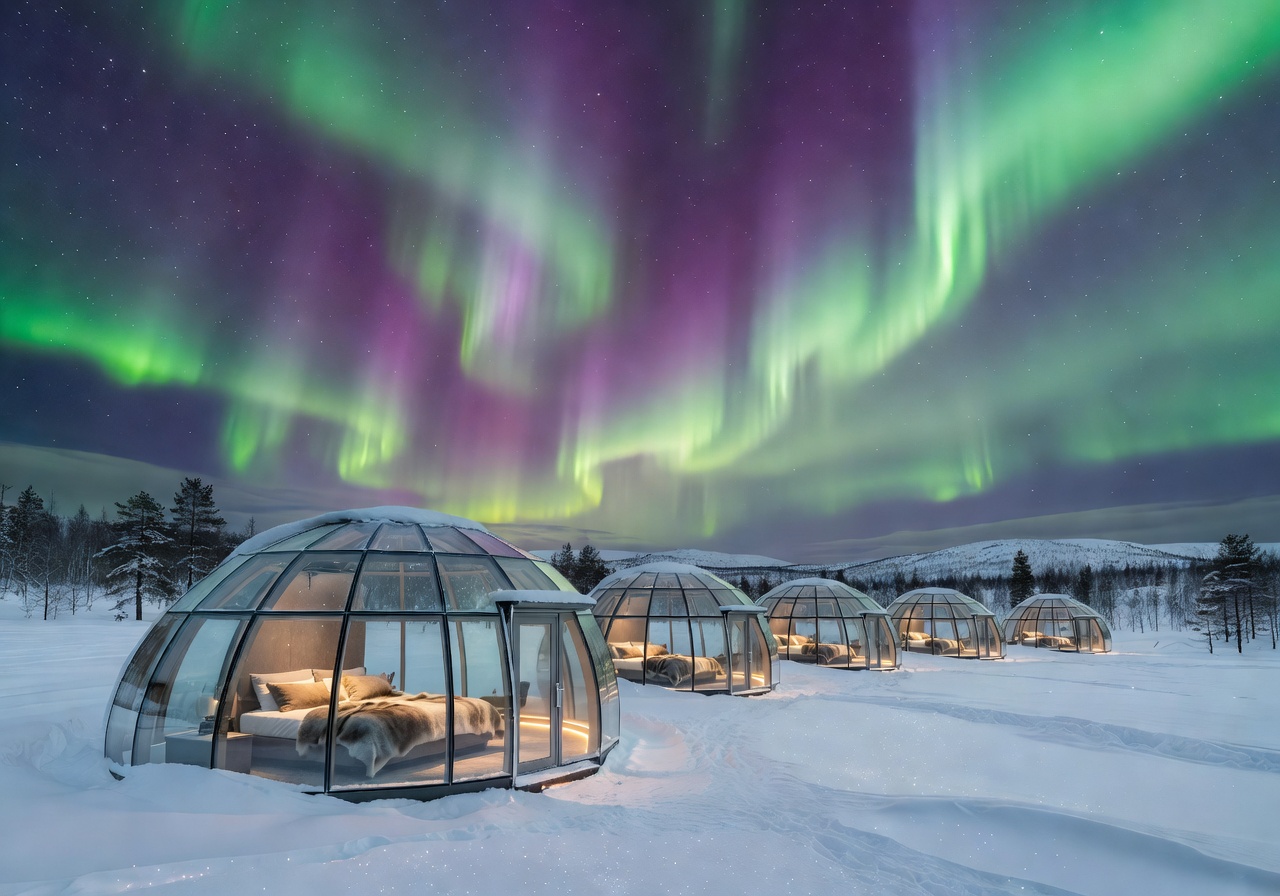 Aurora Sky Hotel Lapland Northern Lights view