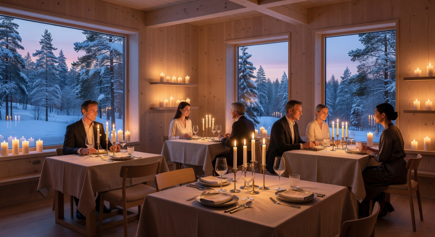 Luxury candlelit Nordic fine dining restaurant