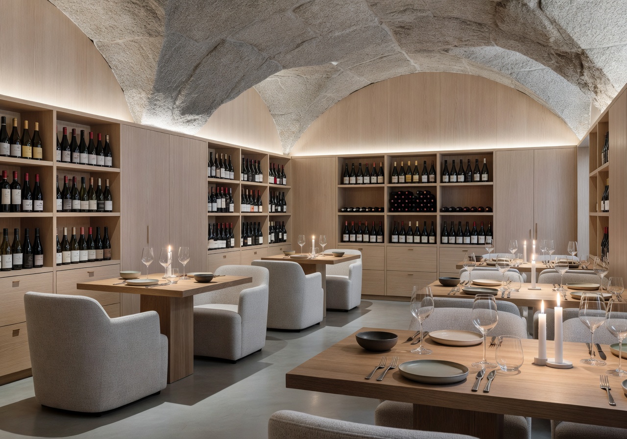 Wine cellar luxury Nordic restaurant